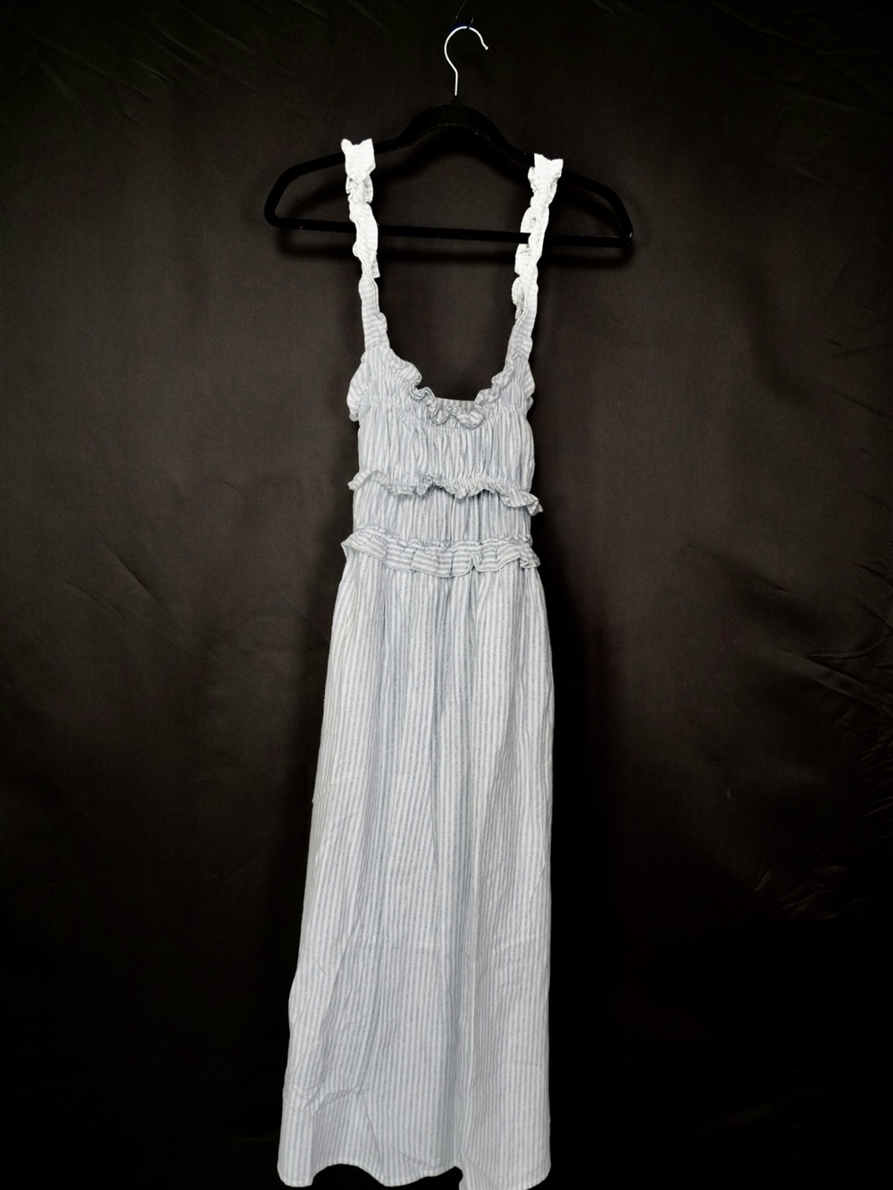 Smocked Striped Maxi Dress in Light Blue - Women